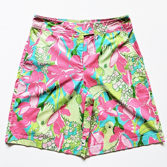 Lilly Pulitzer Pants - Lilly Pulitzer Green Parrot Print Bermuda Shorts